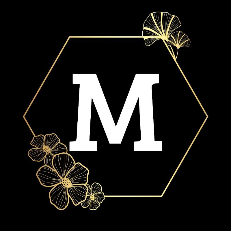 Letter m Gold Floral Frame