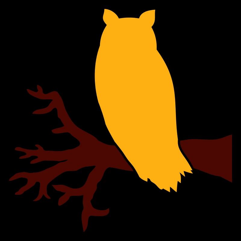 Owl Eagle Owl Branch Tree Forest Night Silhouette Outline Cute