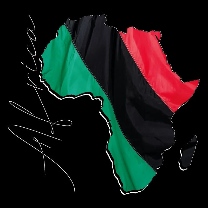 Drapeau panafricain sur la carte de l’Afrique FR