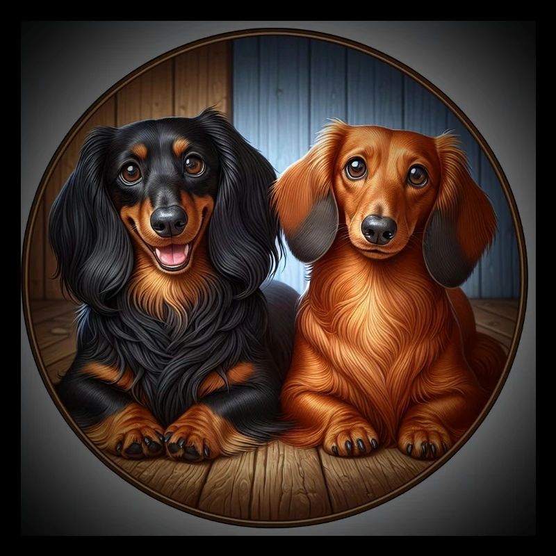 De mignons teckels ensemble.