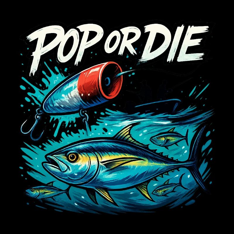 Pop or Die – Style graffiti de pêche en surface.