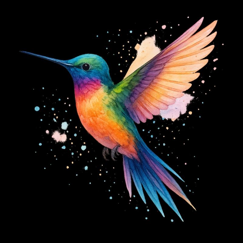 Colibri arc-en-ciel à l’aquarelle