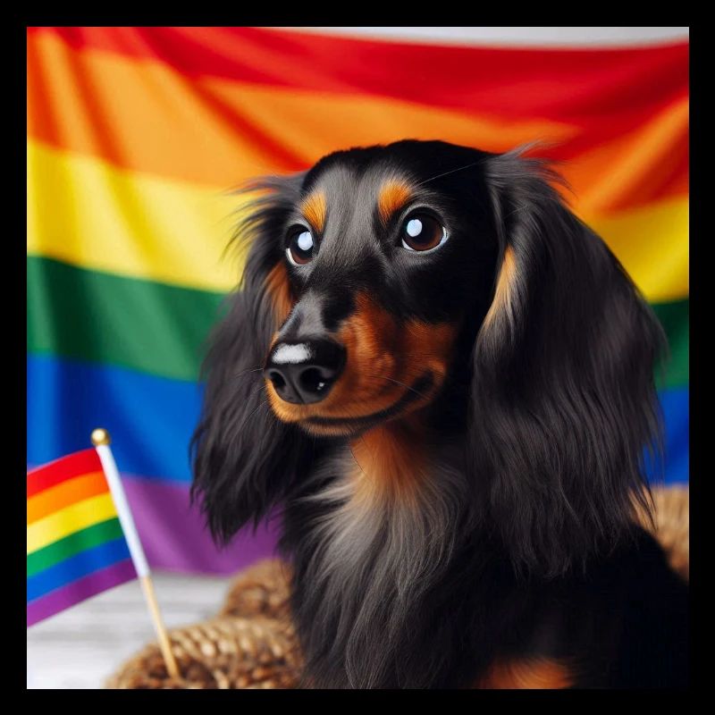 Dackel in Pride-Farben