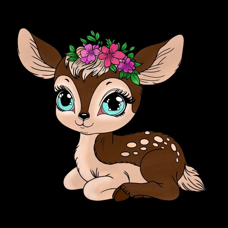Petit cerf avec des fleurs sur la tête