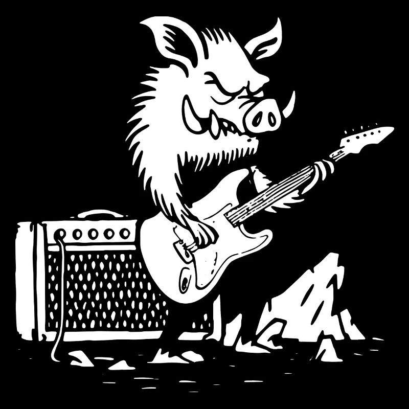 Funny Boar joue de la guitare électrique.