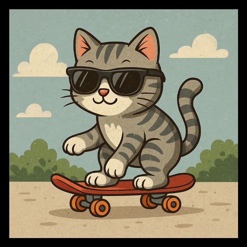 Cool cat on skateboard