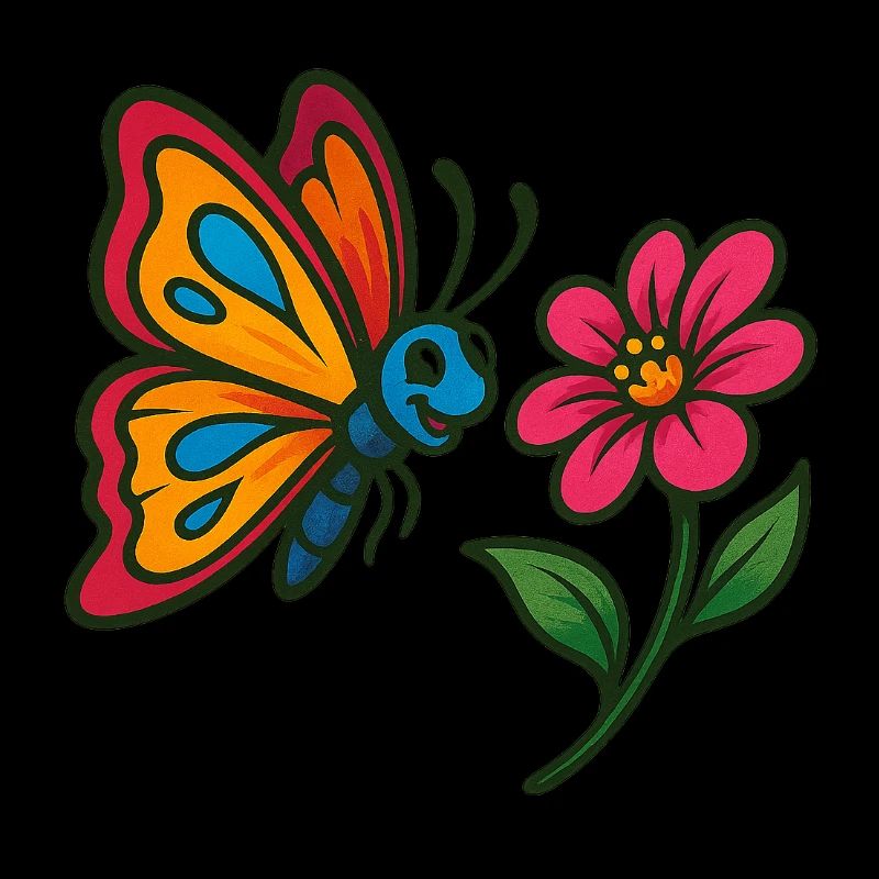 Papillon arc-en-ciel et fleur