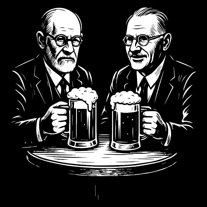 Freud and Jung drinking beer at the pub