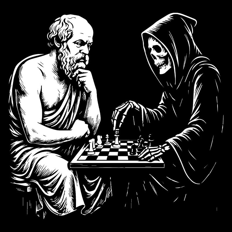 Socrates plays chess against grim reaper