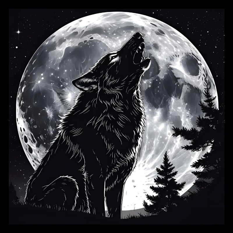 Wolf howls at the moon – Dark Design