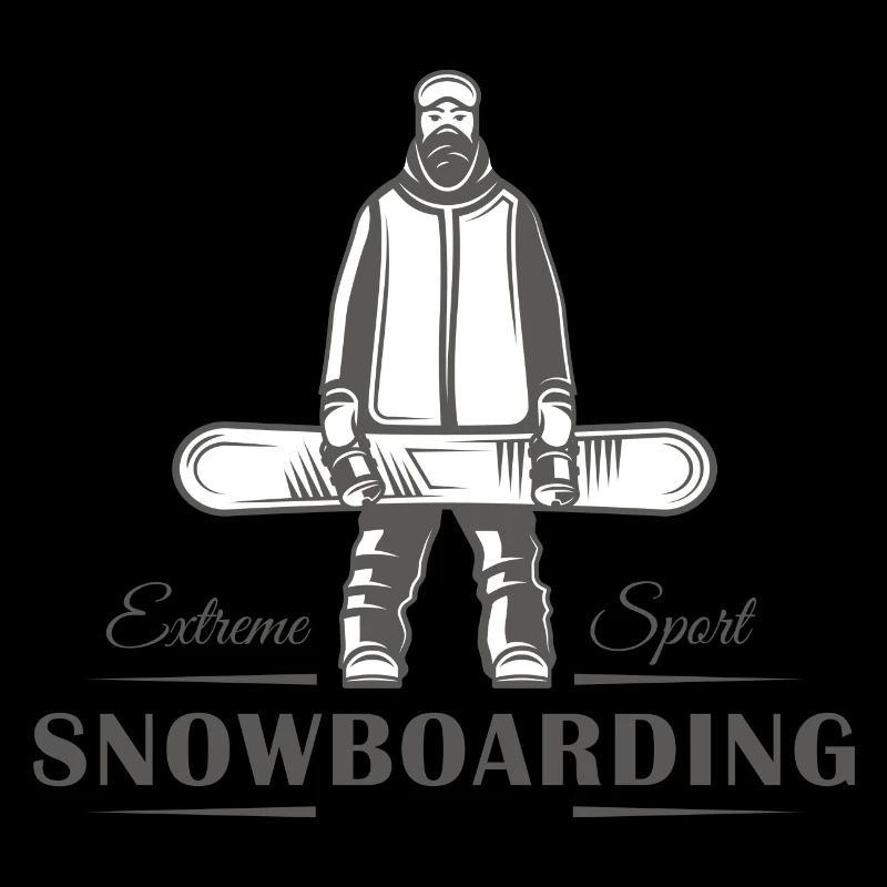 Snowboarder tient son snowboard.