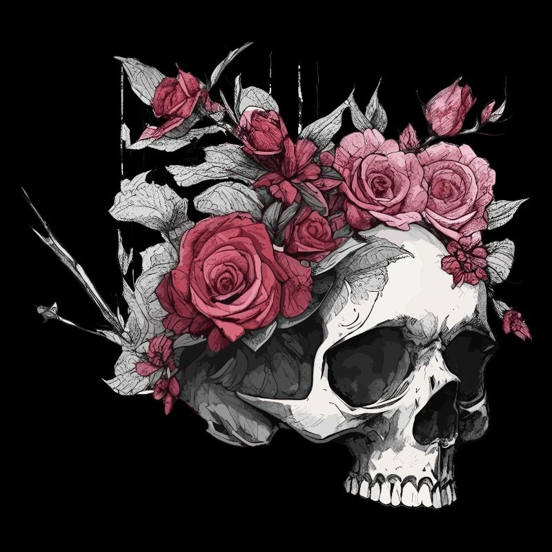 Crâne avec des roses