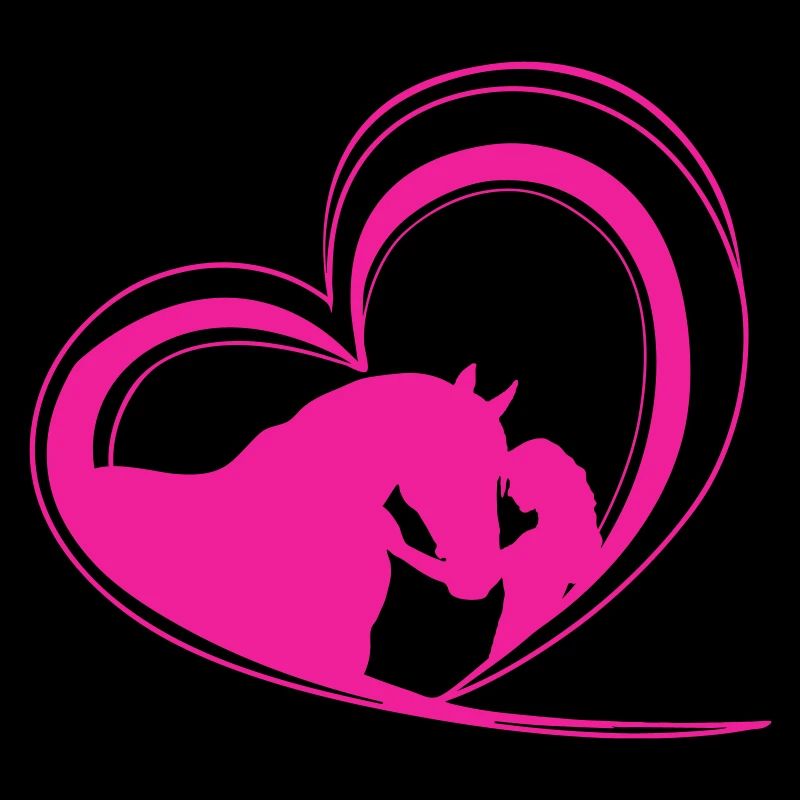 Mädchen mit Pferd im Herz einfarbig