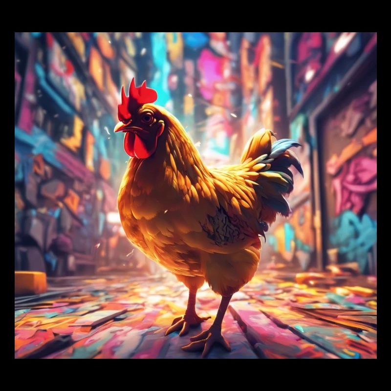 techno multicoloured chicken