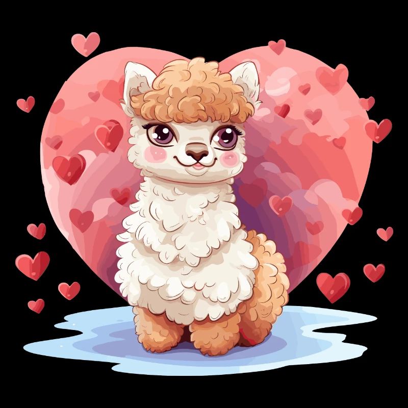 Alpaca with hearts