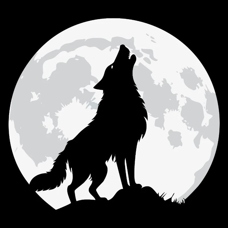 Howling wolf under a full moon - PNG