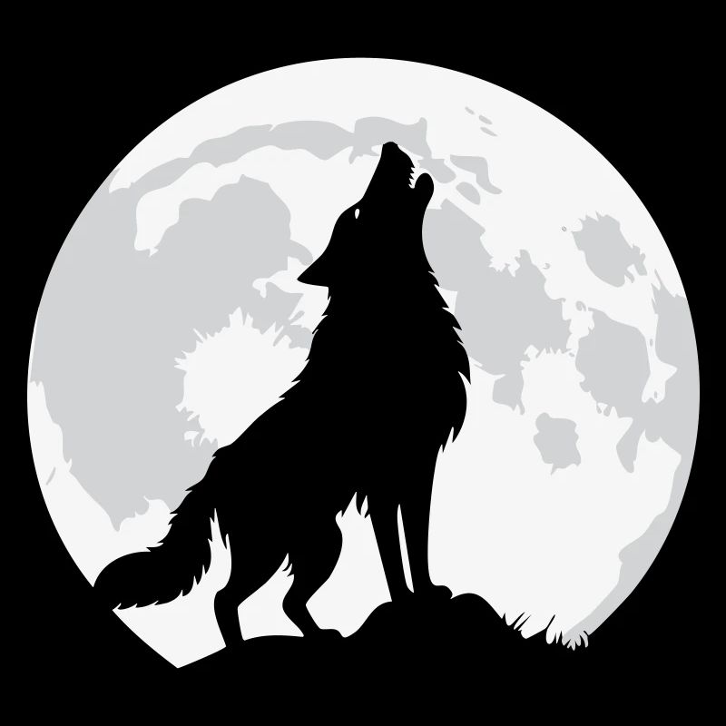 Howling wolf with a giant moon - vector
