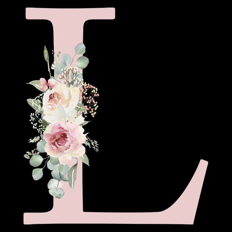 L | Monogramme | Eucalyptus Pastel Fleur Bleu