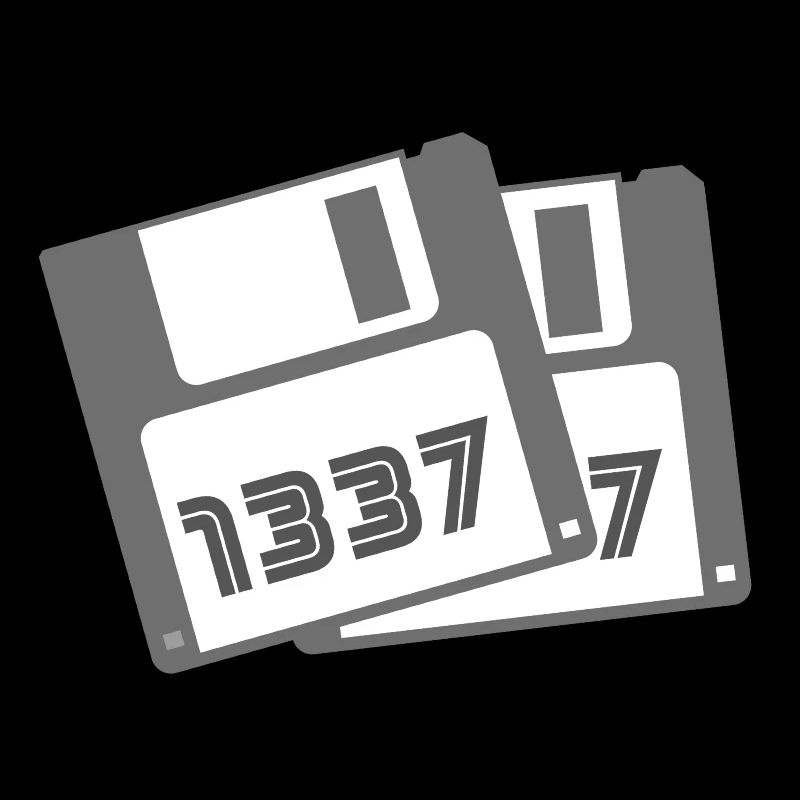 Leetspeak 1337 mit Disketten-Abbildungen - Retro