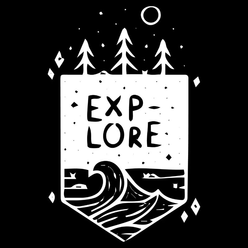 Breast pocket "Explore" Motif Gift Idea white