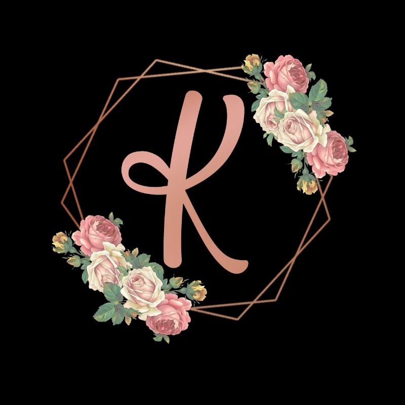 Couronne florale romantique initiale lettre K fleurs