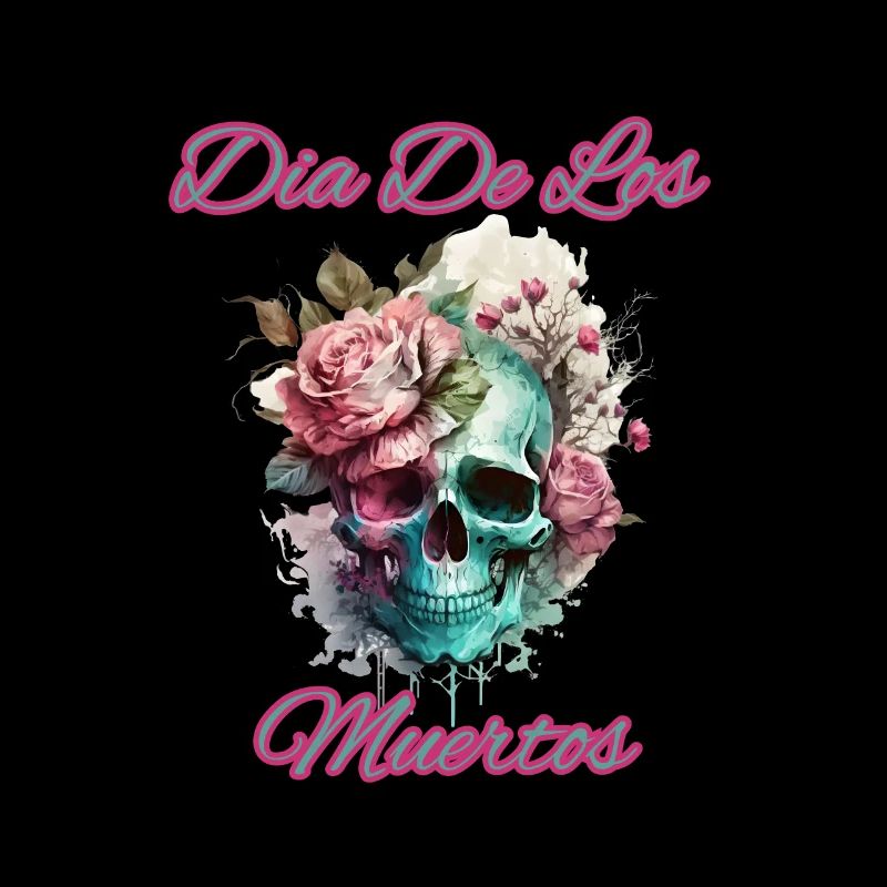Crâne avec toboggan de fleurs De Los Muertos