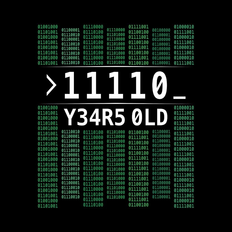 11110 JAHRE ALT COMPUTER BINÄRCODE 30. GEBURTSTAG