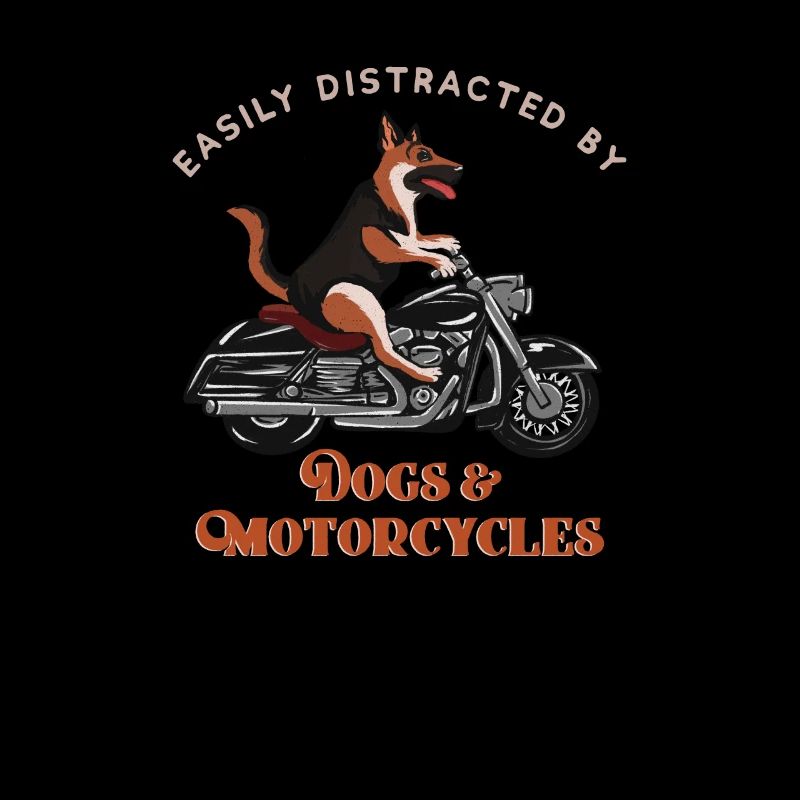 Easily Distracted By Dogs & Motorcycles Funny Gift