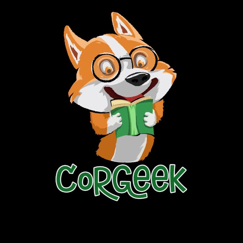 Corgeek Corgi Geek - Cute Nerd Dog Reading Book
