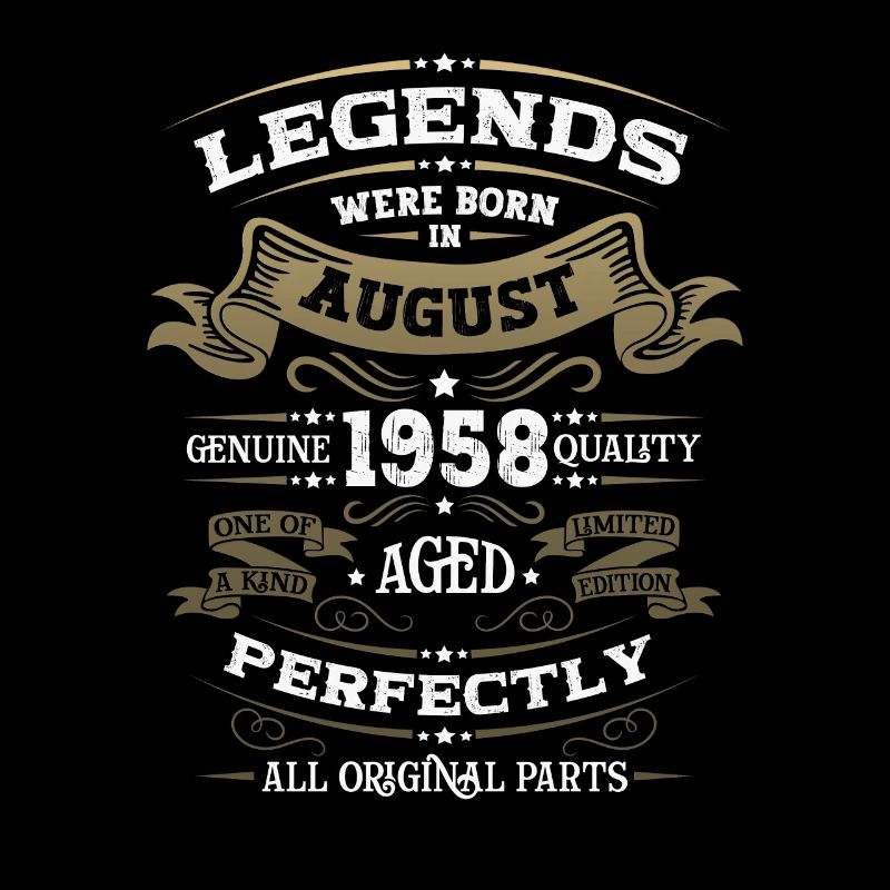 August Vintage 1958 65th Birthday Gift Man