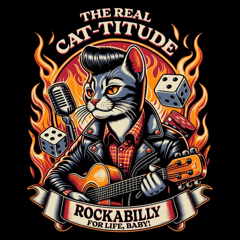 Rockabilly Cat-titude Retro Vintage Music