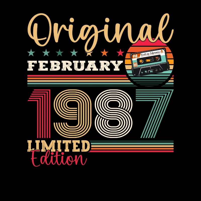 38. Geburtstag Geschenk Mann Original Februar 1987