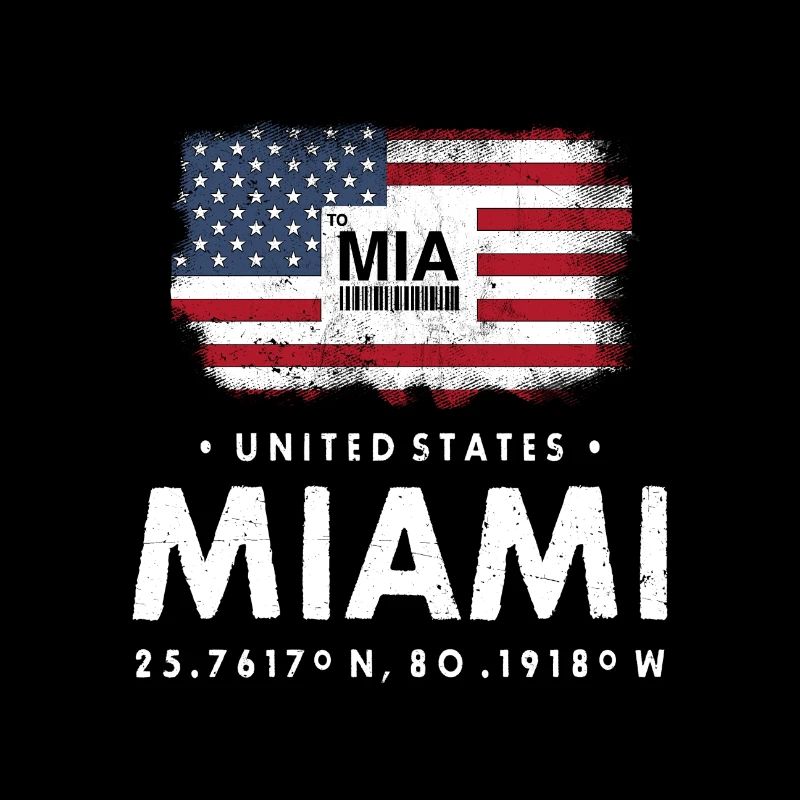 MIAMI AIRPORT CODE MIA USA DRAPEAU GEOTAG CADEAU