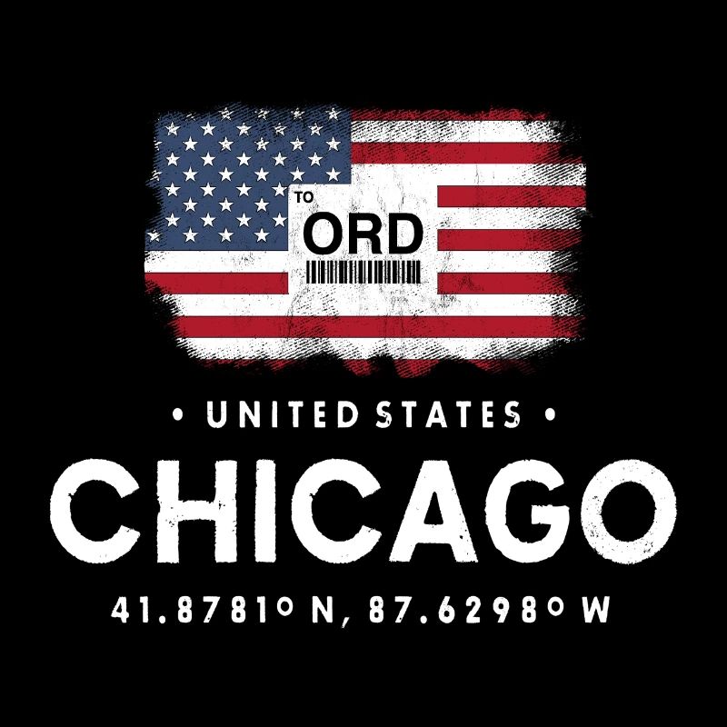 CHICAGO AIRPORT CODE ORD US DRAPEAU GEOTAG CADEAU