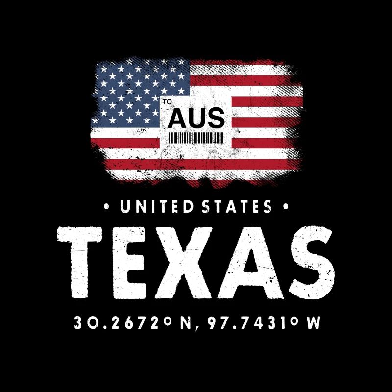 AUSTIN TEXAS AIRPORT CODE USA FLAG GIFT