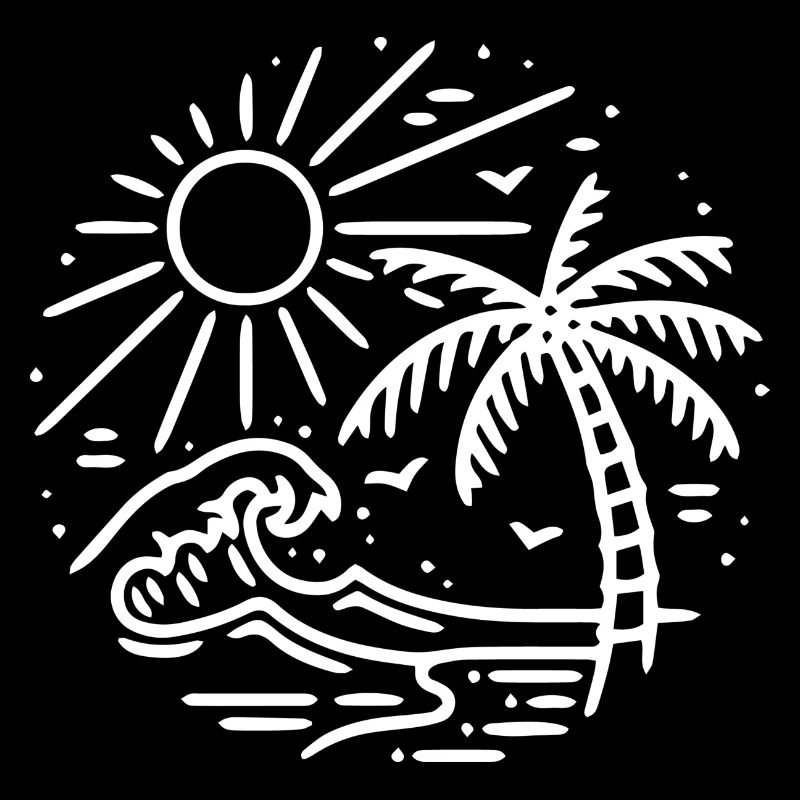 Idée de cadeau plage avec motif de la mer sur blanc