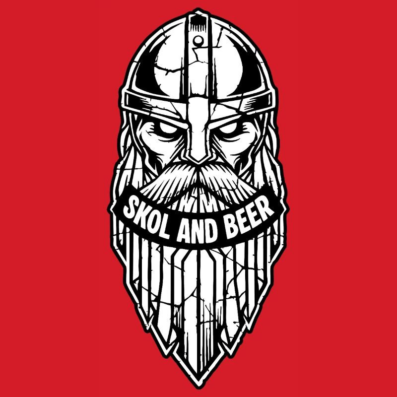 Maskottchen Wikinger-Skol und Bier-Krieger-Bart-Maskottchen