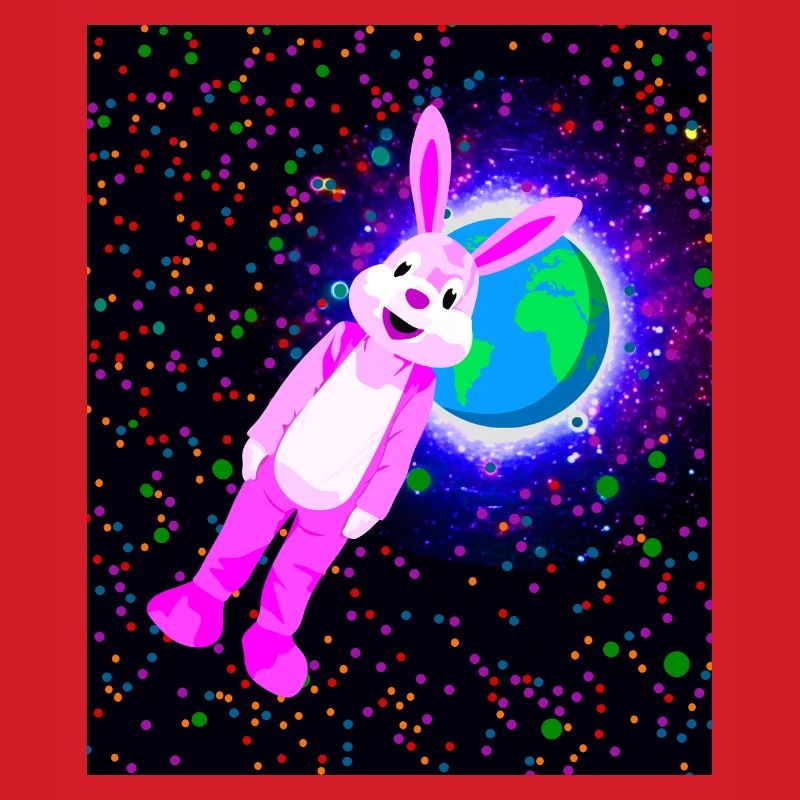 Lapin rose dans l’espace