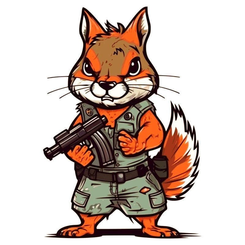 Eichhörnchen bis an die Zähne bewaffnet