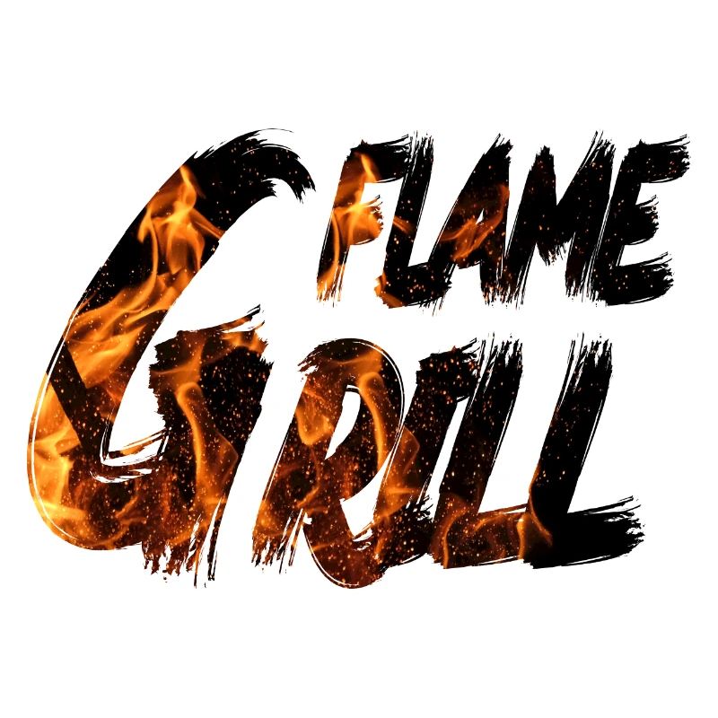 Flame Grill Feuer Schriftzug BBQ Design