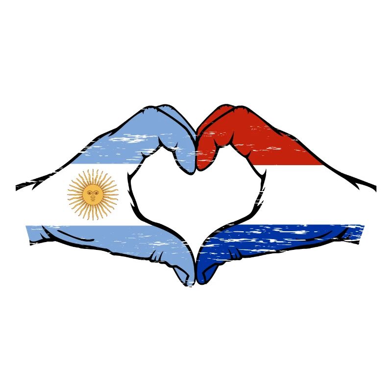 Argentine Hollande Drapeau Mains Coeur Forme Utilisé