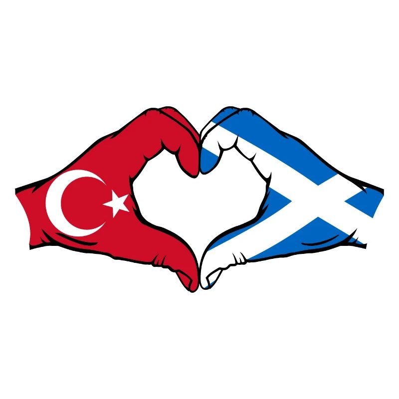 Turquie Ecosse drapeau mains forme de coeur