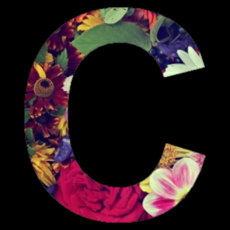 Nom initials with flowery pattern. Lettre C.