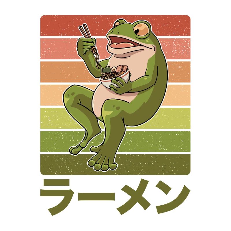 Toad frog eats ramen soup design for a