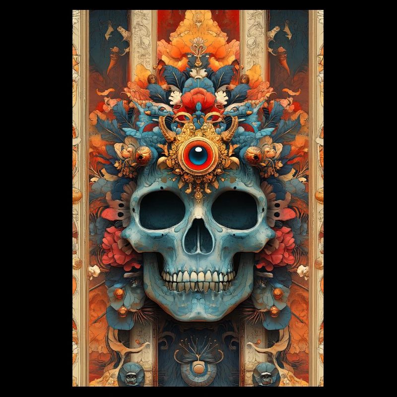 Flower Crown Skull with Third Eye