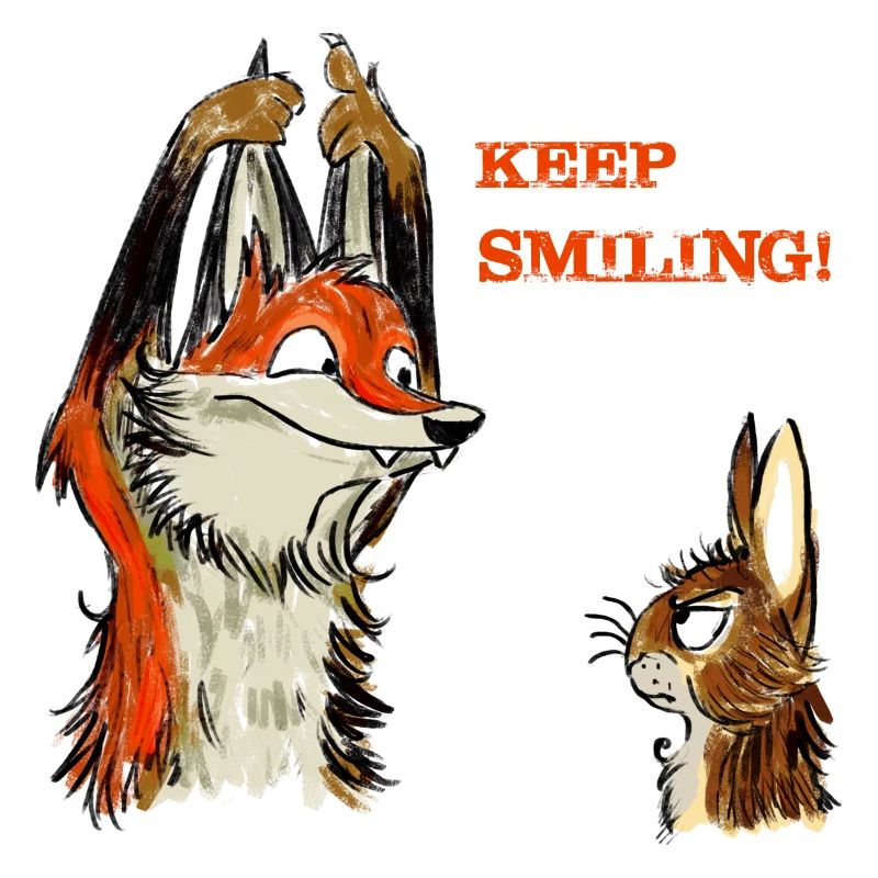 Funny fox with rabbit - Keep Smiling
