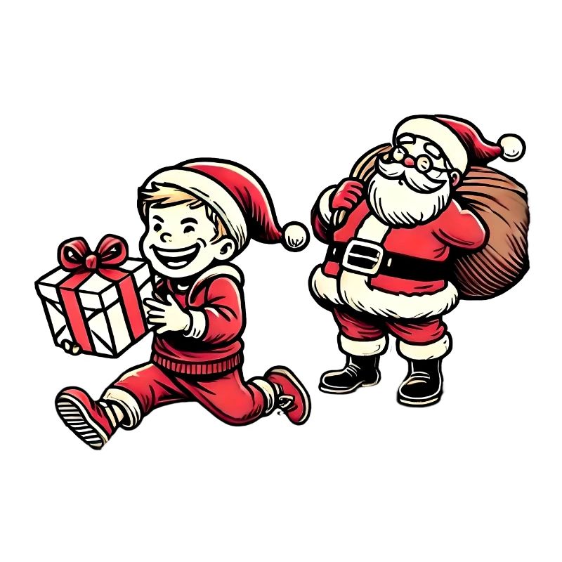 Freches Kind mit Weihnachtsmann - Retro Stil