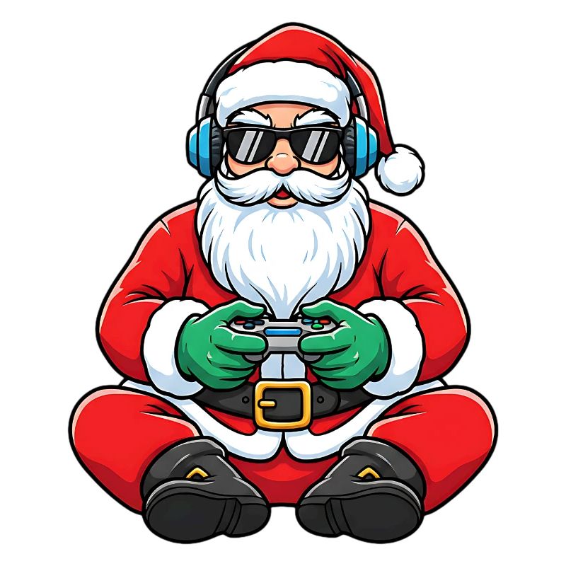 Gamer Weihnachtsmann Spielt Videospiel-Controller