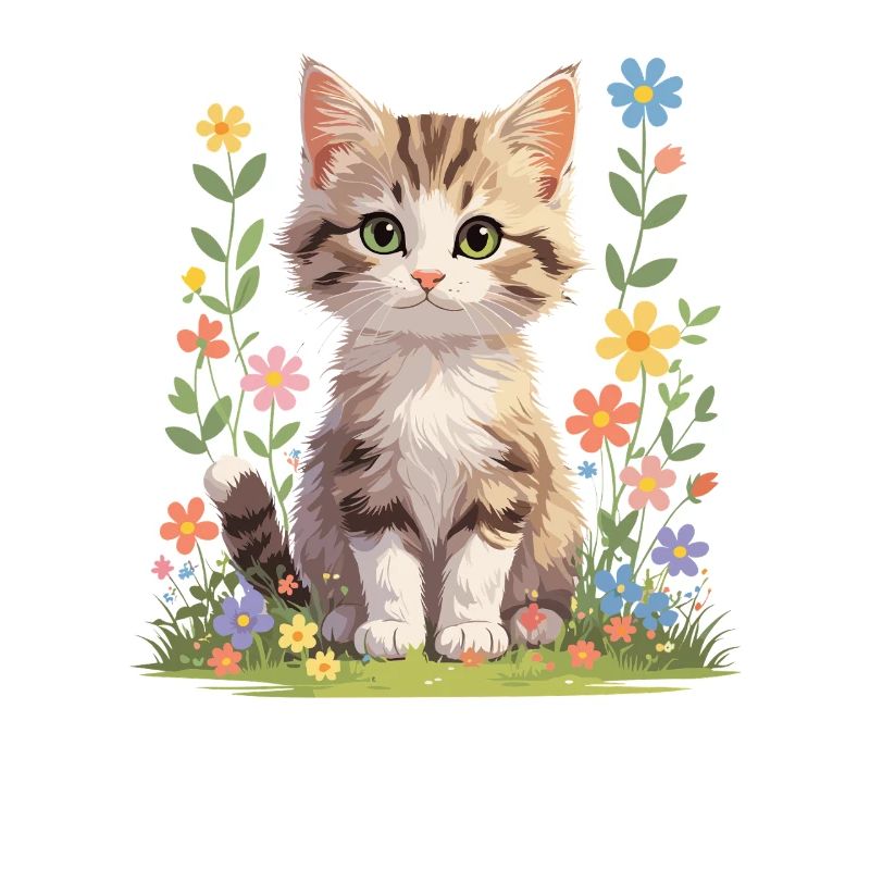 Des chatons dans une mer de fleurs