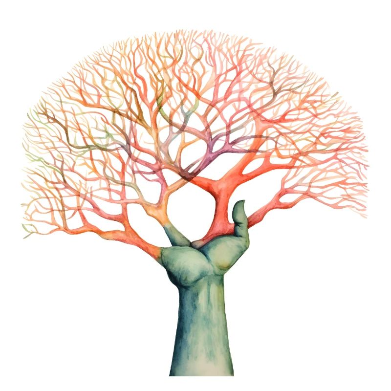 Tree Grows From Hand Design